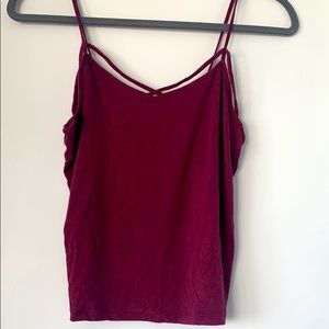 Burgundy American eagle crop tank top size medium